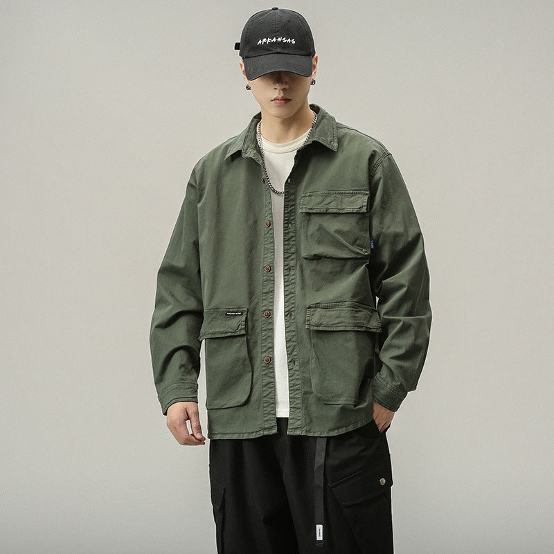 Herren Militärinspirierte Fieldjacke mit Mehrfach-Taschen und lockerem Schnitt Echo Archiv