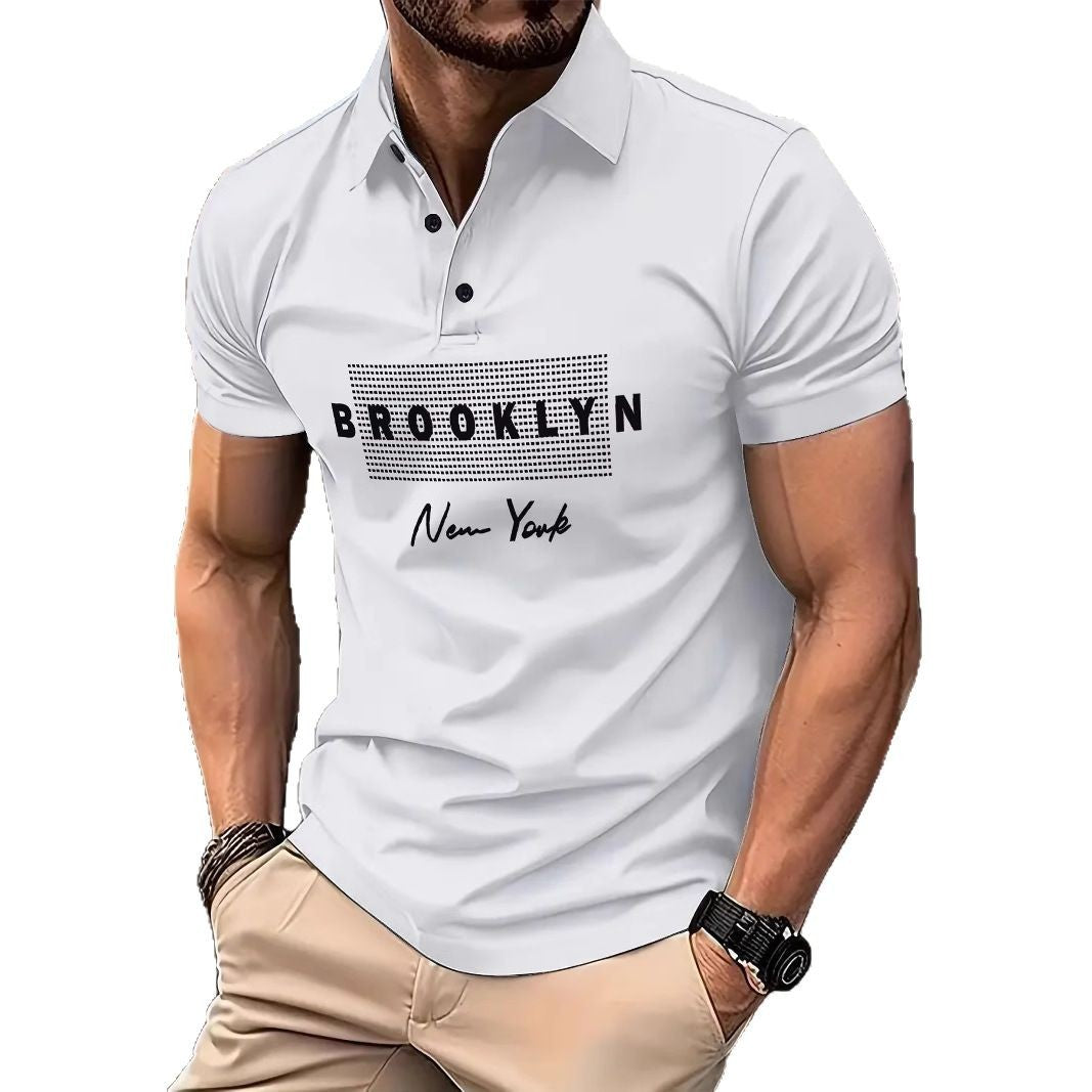 Herren Poloshirt mit modischem Druckdesign Echoarchiv