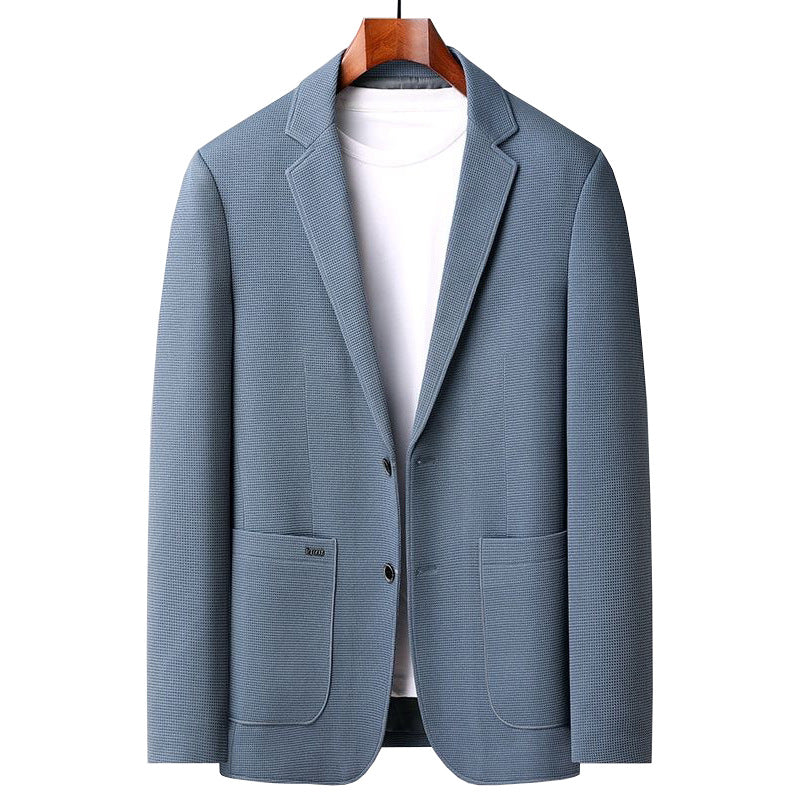 Herren Casual-Sakko mit unstrukturierter Silhouette, Waffelstruktur und aufgesetzten Taschen – Tianoro