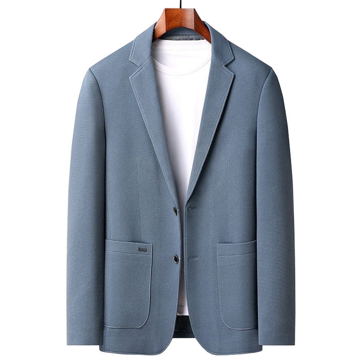 Herren Casual-Sakko mit unstrukturierter Silhouette, Waffelstruktur und aufgesetzten Taschen – Tianoro