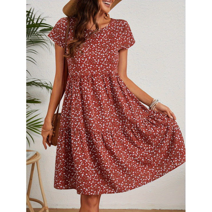 Frauen Blumenmuster A-Linien Kleid Echoarchiv