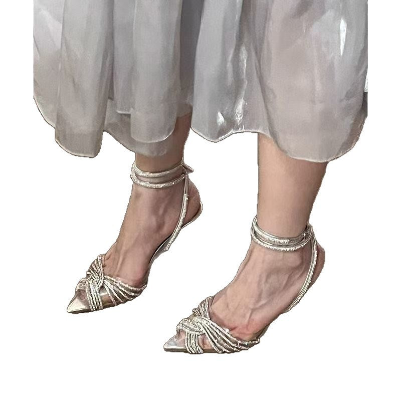 Damen Elegante spitz zulaufende Riemchen‑Sandaletten mit funkelnden Strassriemen und schmalem Stiletto – Sorelia