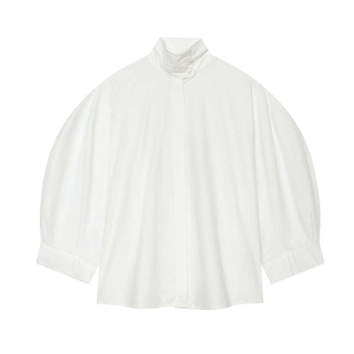 Damen Oversize Regenponcho mit Stehkragen und verdeckter Knopfleiste – Célinea