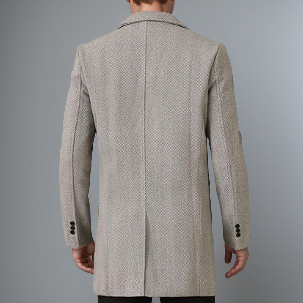 Herren eleganter Doppelreiher-Mantel mit strukturiertem Herringbone-Muster Echoarchiv