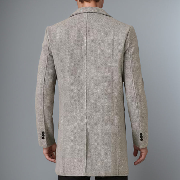 Herren eleganter Doppelreiher-Mantel mit strukturiertem Herringbone-Muster Echoarchiv