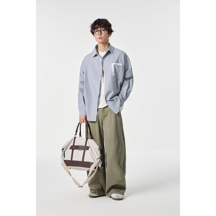 Damen Oversize Baumwoll-Hemd mit Karobesatz an Brusttasche und Saum Echoarchiv