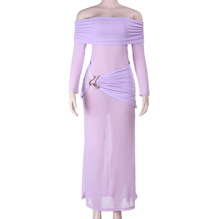 Damen elegantes schulterfreies Maxikleid mit raffinierten Drapierungsdetails Echo Archiv