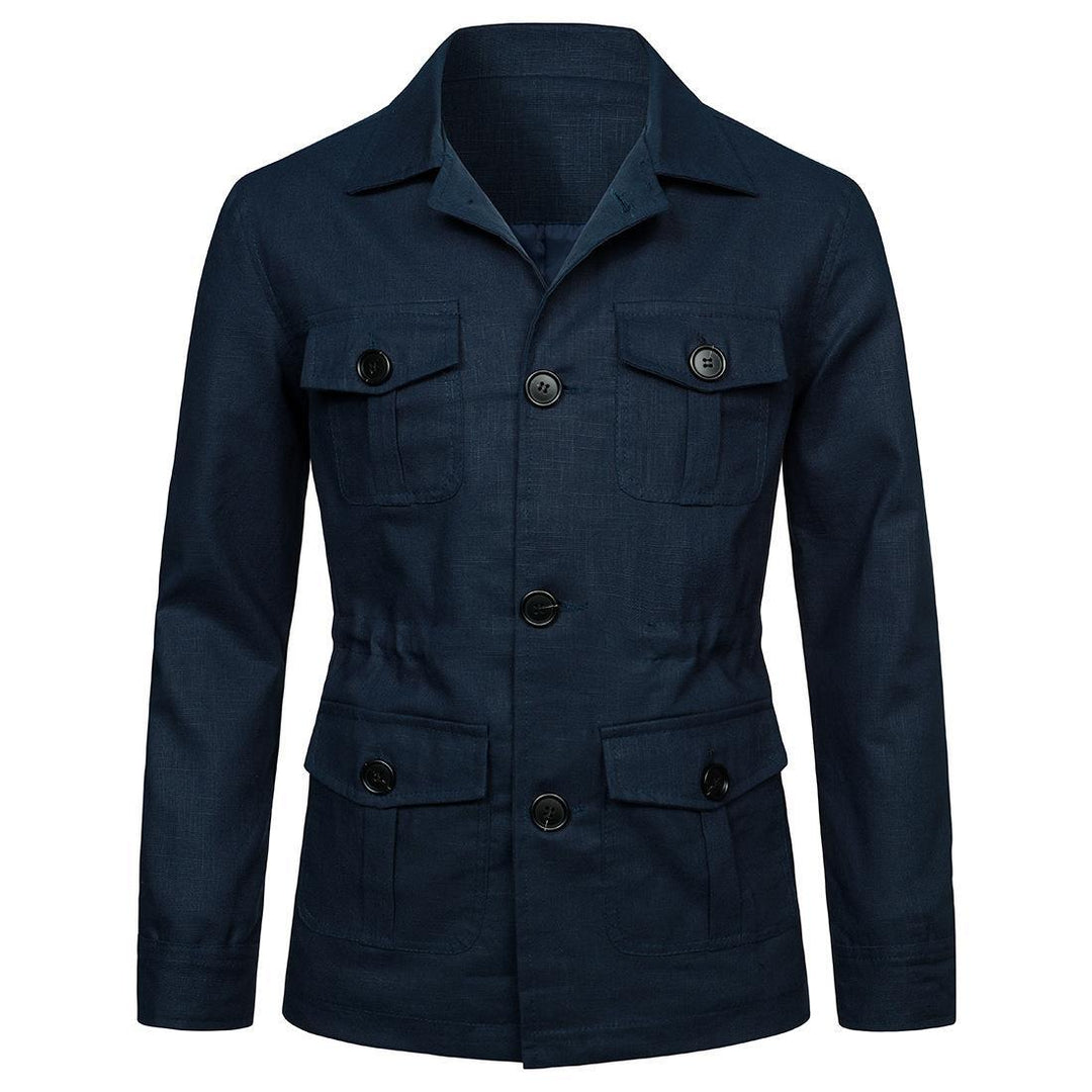 Herren nan Utility-Jacke aus Leinen mit vier aufgesetzten Taschen und taillierter Silhouette Echo Archiv