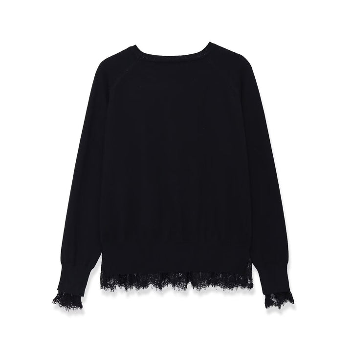 Damen Sweatshirt mit Spitzenbesatz und Rundhalsausschnitt Echoarchiv