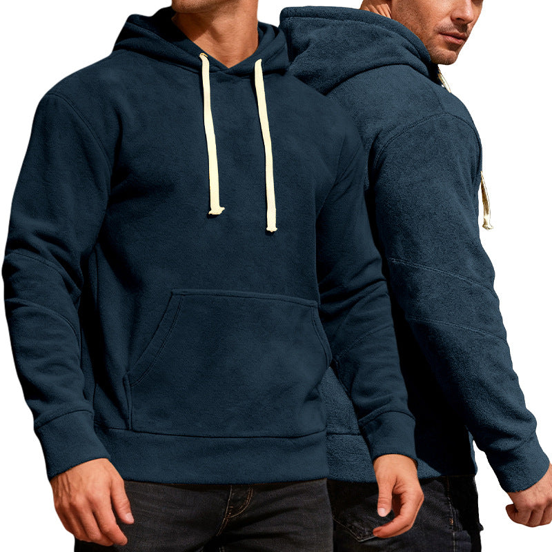 Herren nan samtweicher Kapuzenpullover mit Nahtdetails, Kängurutasche und Kontrastkordel Echo Archiv