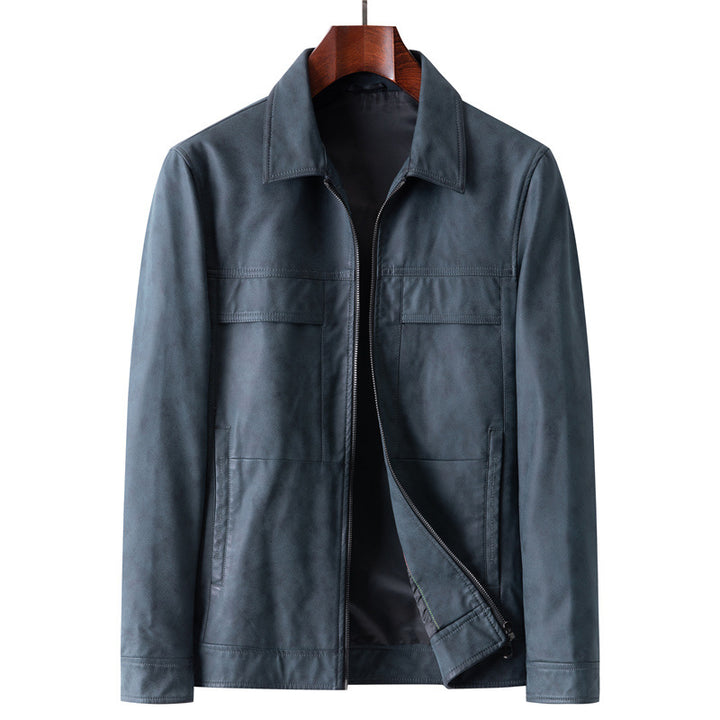 Herren Wildlederoptik Jacke mit Hemdkragen und Frontreißverschluss Echo Archiv
