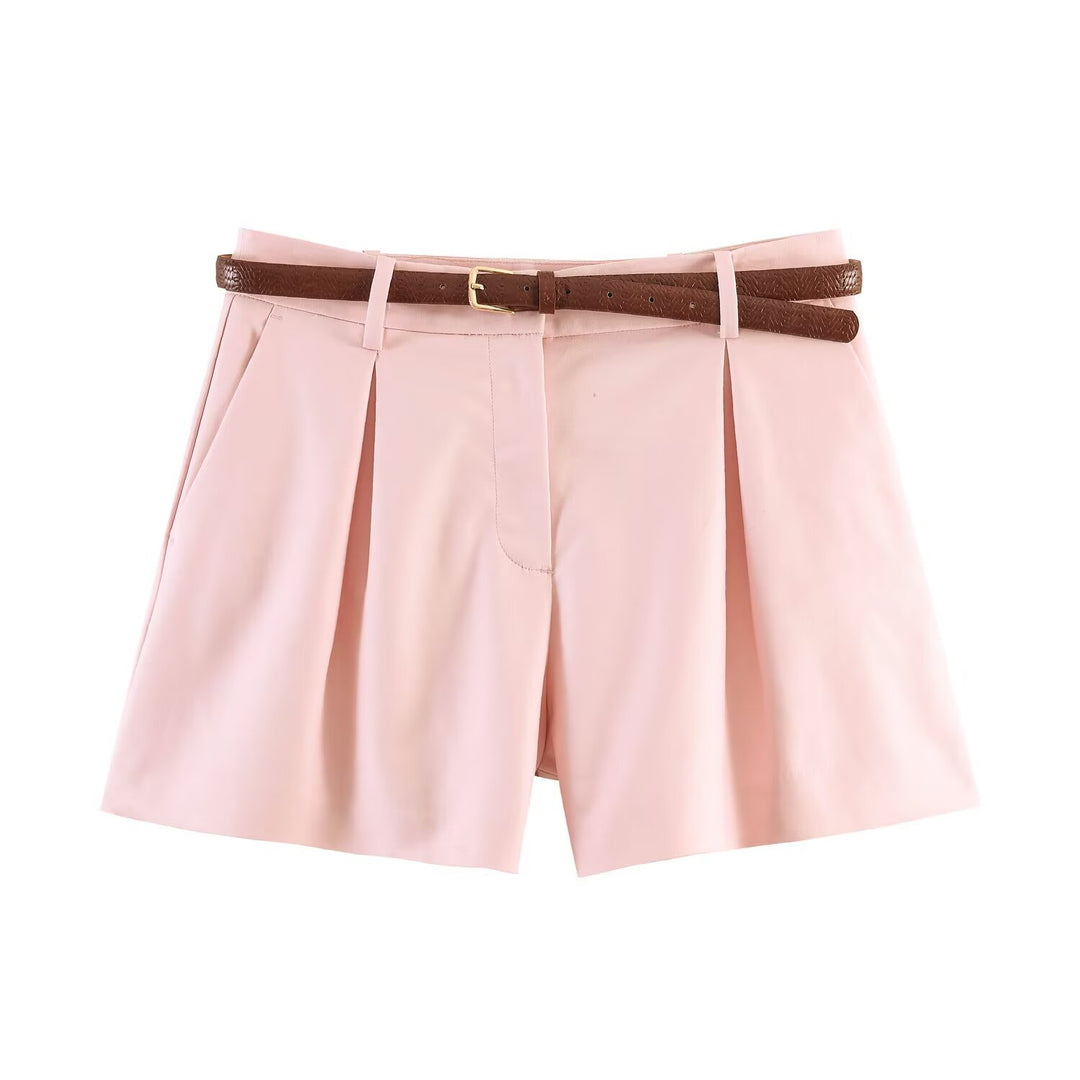 Damen High-Waist Shorts mit elegantem Faltenwurf und schmalem Gürtel Echo Archiv