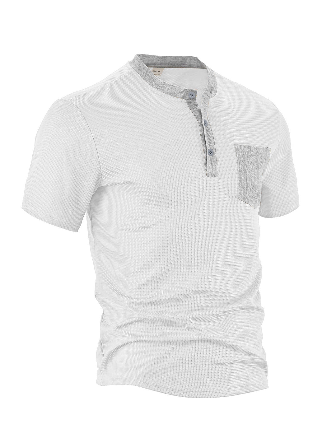 Herren nan atmungsaktives Waffel-Henleyshirt mit Stehkragen kurzer Knopfleiste und aufgesetzter Brusttasche Echo Archiv