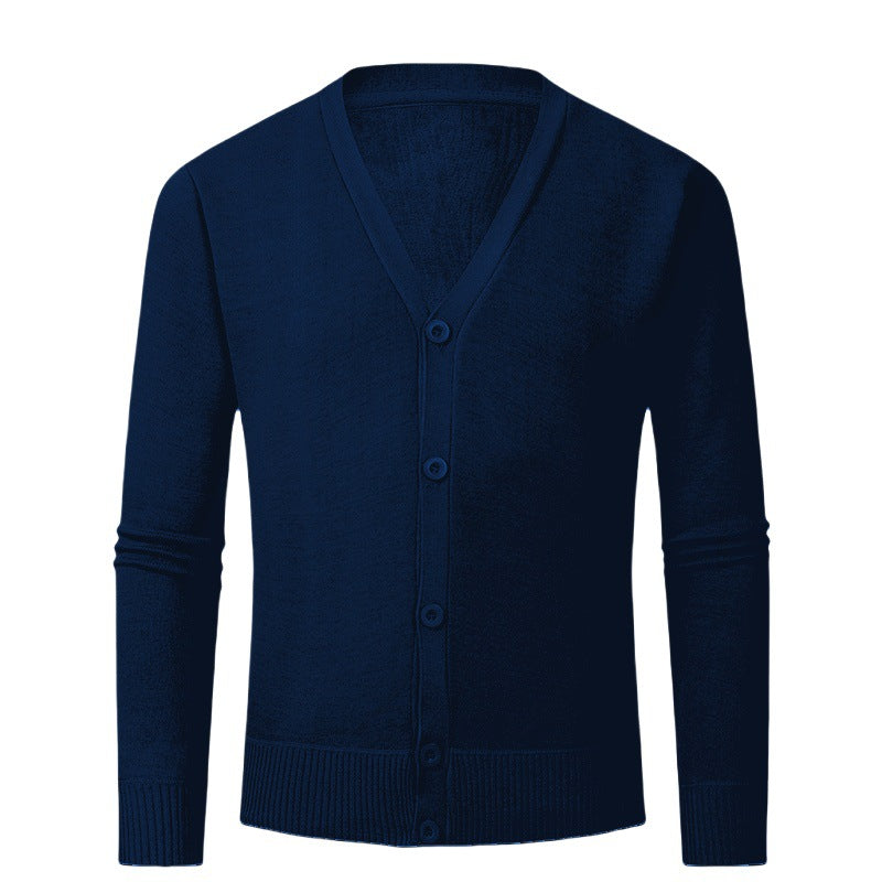 Herren Strickjacke mit V-Ausschnitt und knopflosem Design Echoarchiv