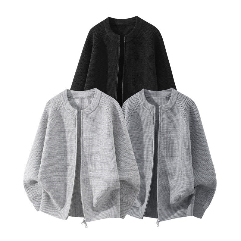 Damen Oversize-Strickcardigan mit Rundhals, Raglanärmeln und Zwei-Wege-Reißverschluss Echoarchiv