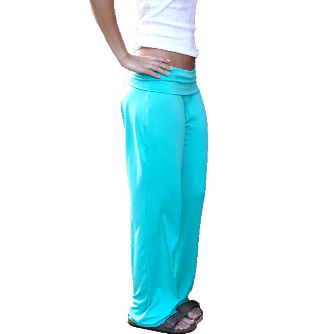 Damen nan Yogapalazzo mit doppellagigem Umschlagbund, fließender Weitbein‑Silhouette Echo Archiv