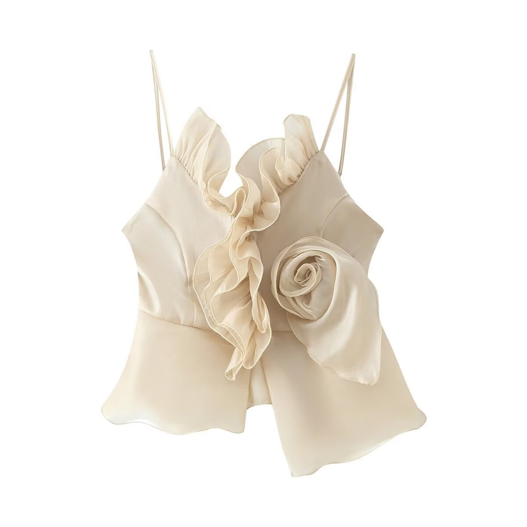 Damen Top mit eleganter Rüsche und schwingendem Saum Echo Archiv