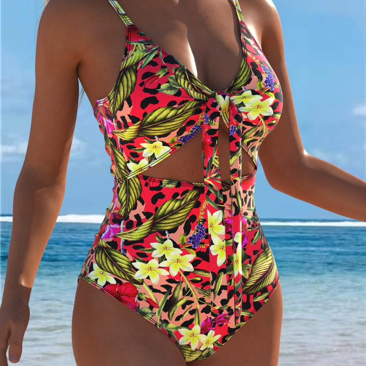 Damen Einteiler Badeanzug mit verführerischem Wickeldetail und floralem Design Echo Archiv