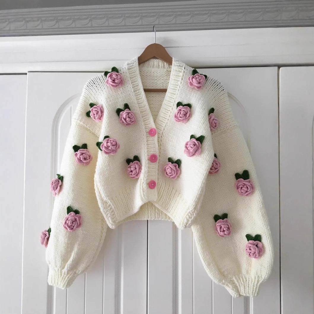 Damen Verspielter Strickcardigan mit Kirschen-Design – Veloura