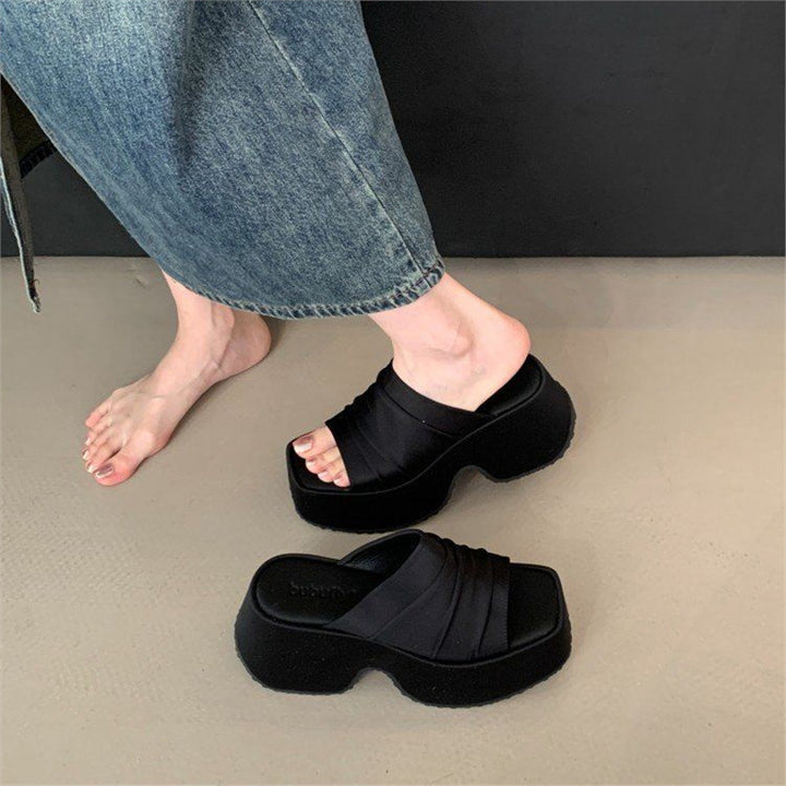 Damen Plateau-Pantoletten mit Leopardenprint und geknoteter Bandage – Sorelia