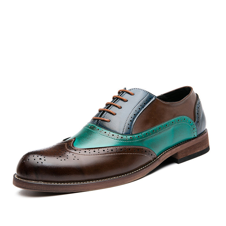 Herren handgefertigte Brogue-Lederschuhe mit mehrfarbiger Patina und perforierten Details Echo Archiv