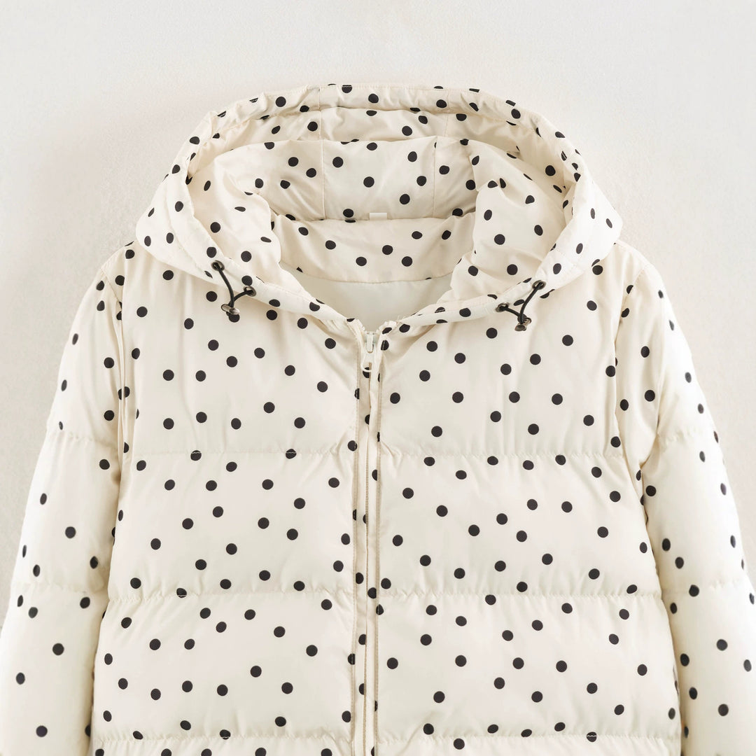 Damen Gepolsterte Cropped Kapuzenjacke mit Punktmuster Echoarchiv