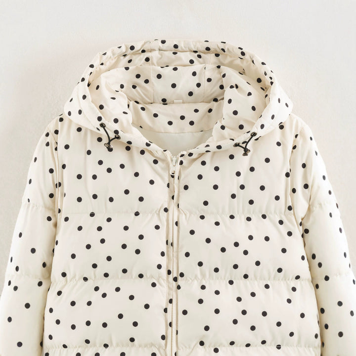 Damen Gepolsterte Cropped Kapuzenjacke mit Punktmuster Echoarchiv