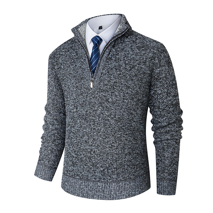 Herren Feinstrickpullover mit halbem Reißverschluss Echoarchiv