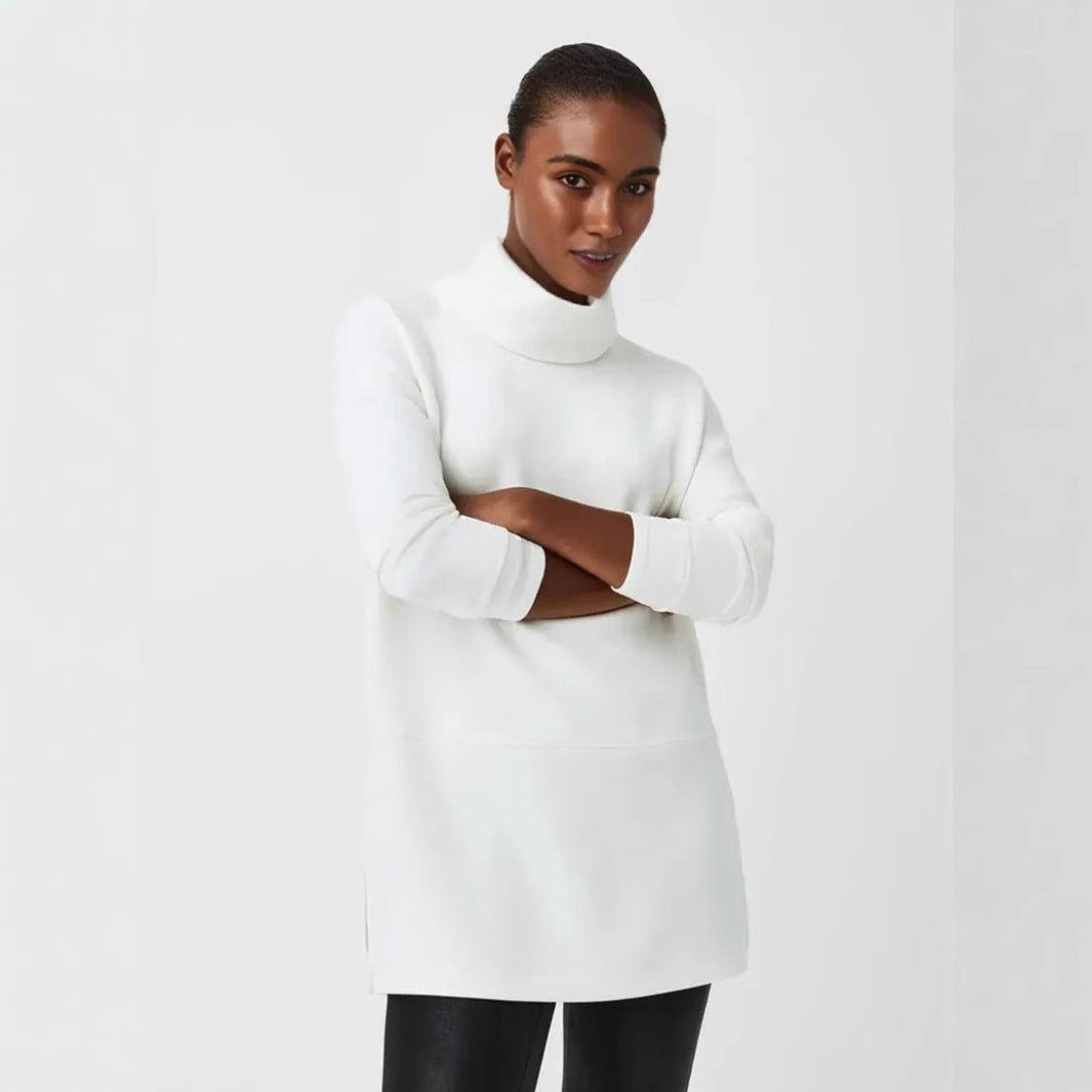 Damen Cozy Funnel Neck Tunika Pullover mit Übergrößen-Schnitt und seitlichen Schlitzen Echoarchiv