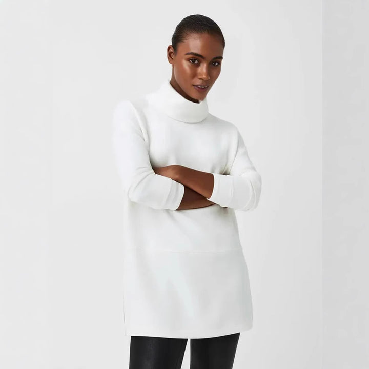 Damen Cozy Funnel Neck Tunika Pullover mit Übergrößen-Schnitt und seitlichen Schlitzen Echoarchiv