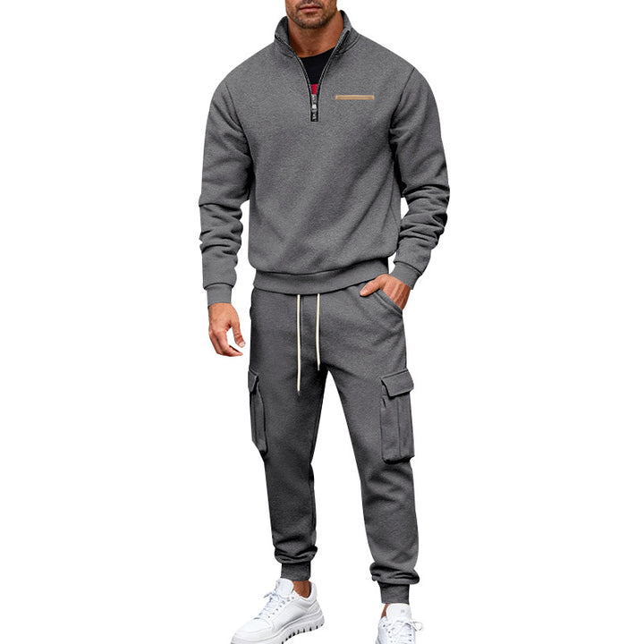 Herren Zip-Pullover- und Cargo-Jogger-Set aus weichem French-Terry Echoarchiv