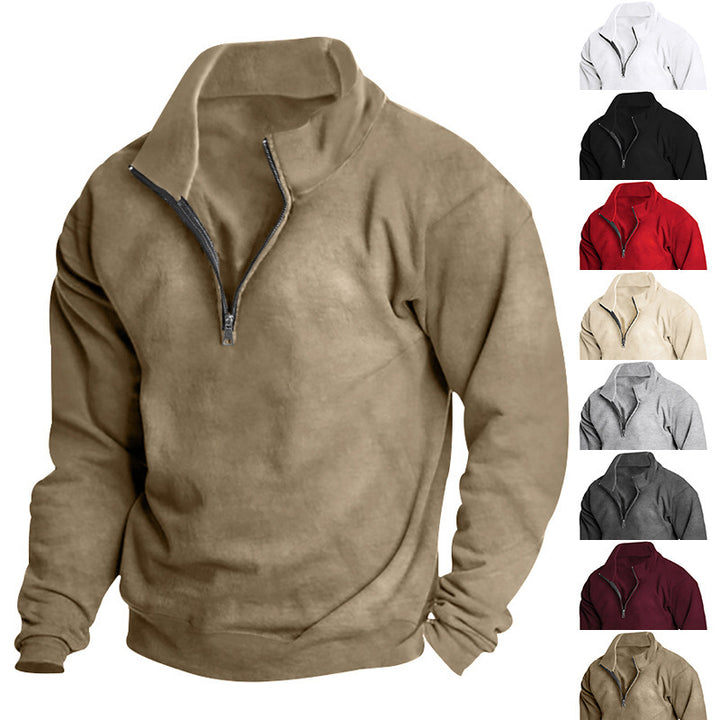 Herren stylischer Fleece-Pullover mit hohem Stehkragen und Reißverschluss Echoarchiv