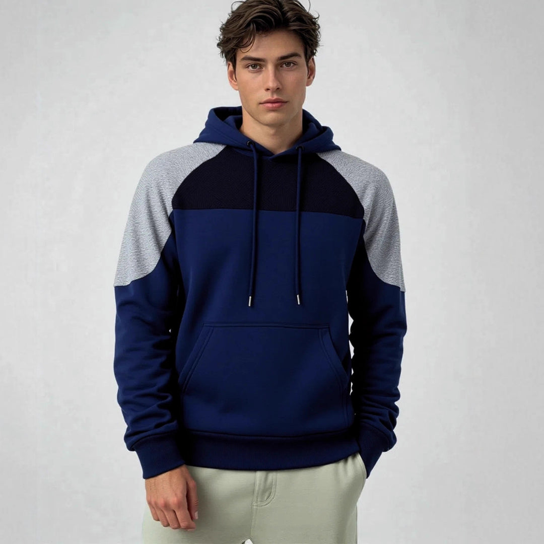 Herren sportlicher Kapuzenpullover mit geometrischen Akzenten und Kängurutasche Echoarchiv