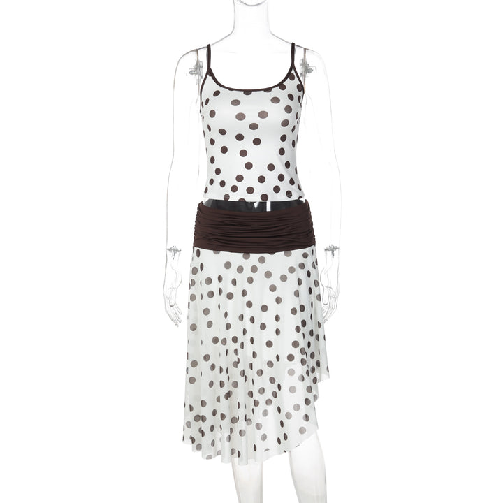 Damen Verspieltes Polka Dot Kleid mit Rüschenelementen und elastischem Taillenband Echo Archiv