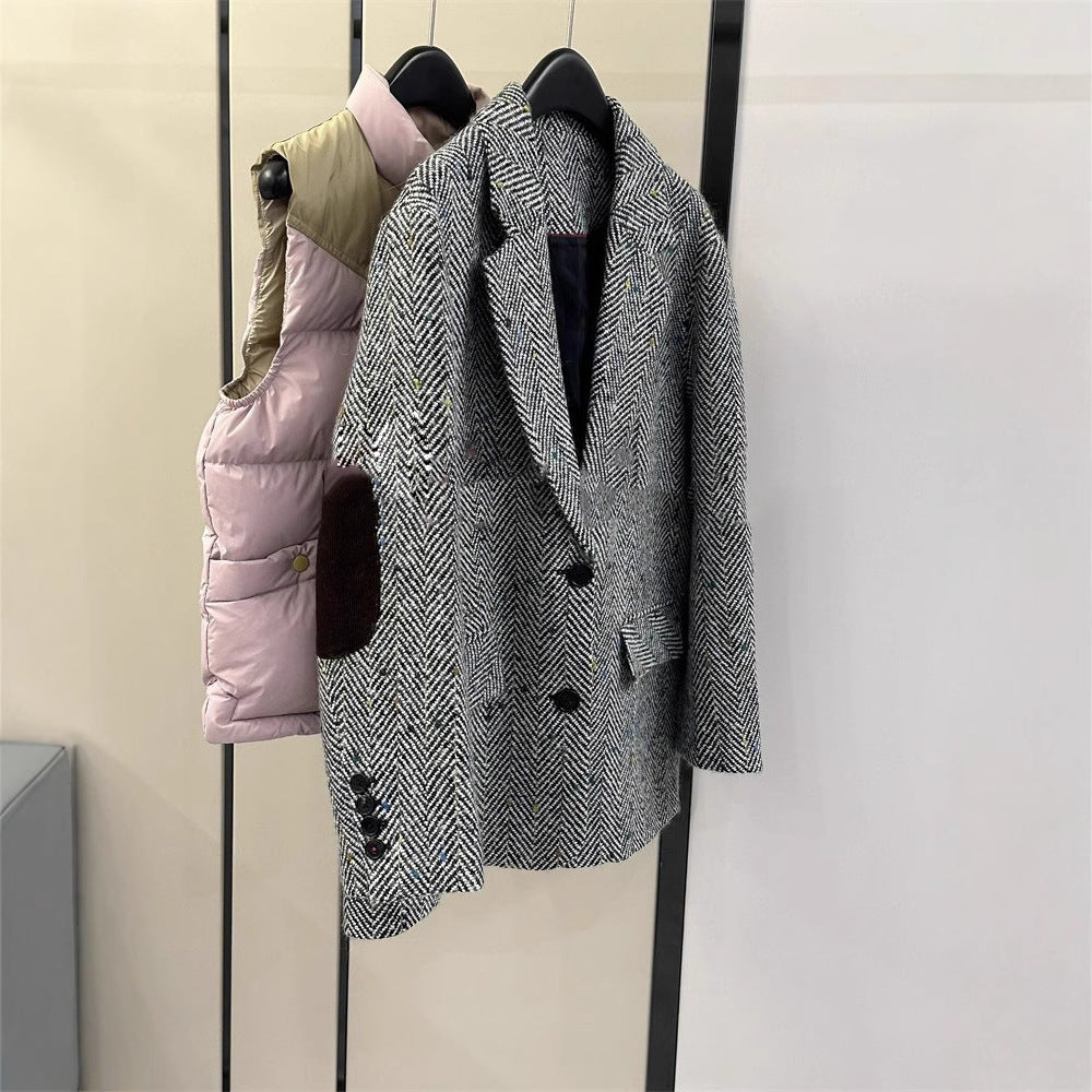 Damen Klassischer Herringbone Blazer Echoarchiv