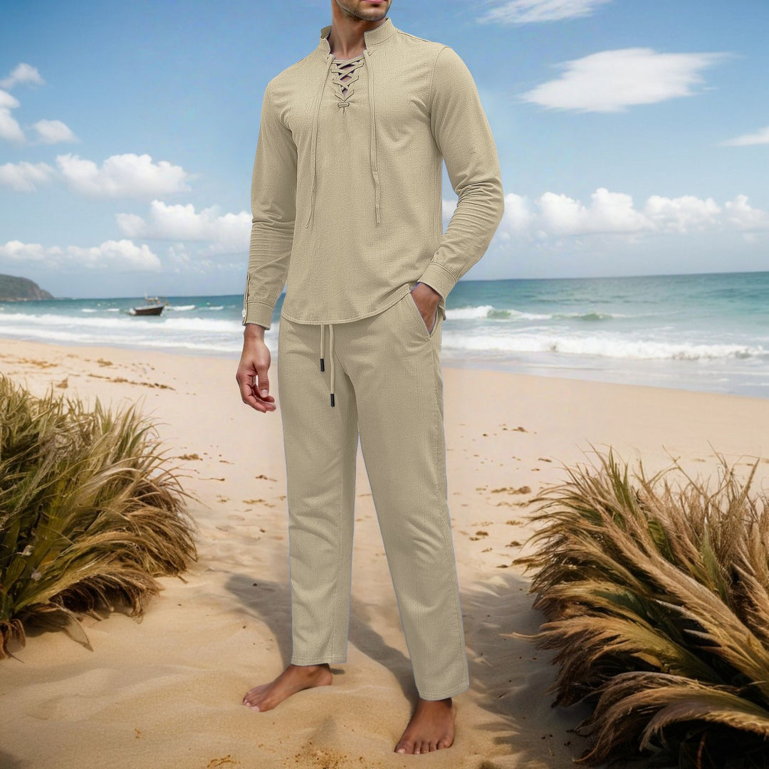 Herren Elegantes Freizeit-Set mit atmungsaktivem Oberteil und bequemen Hosen Echoarchiv
