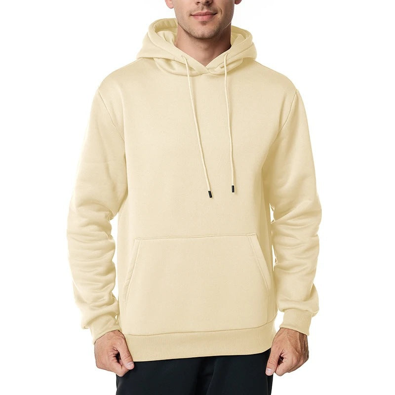 Herren minimalistischer Kapuzenpullover mit weichem Fleece-Innenfutter und Kängurutasche – Cavarno