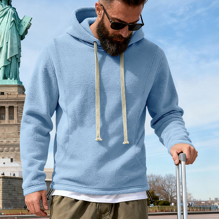 Herren Fleece-Hoodie mit Teddystruktur, Kapuze und entspannter Passform – Cavarno