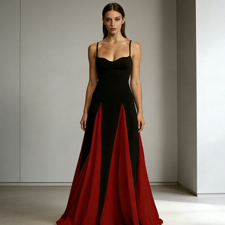 Damen Elegantes Abendkleid mit asymmetrischem Rock und zarten Trägern Echo Archiv