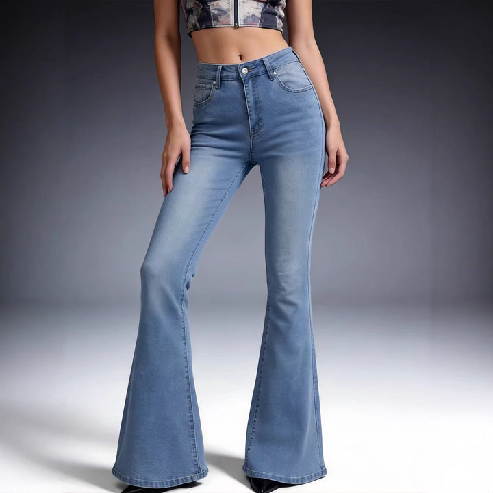 Damen nan hochtaillierte Schlagjeans mit figurformender Passform und weitem ausgestelltem Bein Echo Archiv