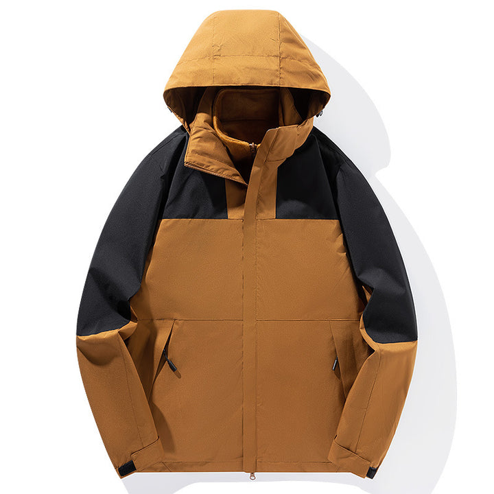 Herren Zwei-Lagen Softshell Trekkingjacke mit fester integrierter Kapuze und fleecegefüttertem Kragen – Taviero