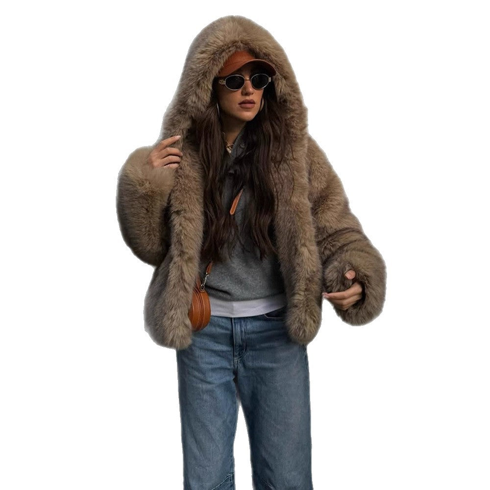 Damen Boxy-Kunstpelzjacke im Teddy-Look mit Oversize-Schalkragen Echoarchiv