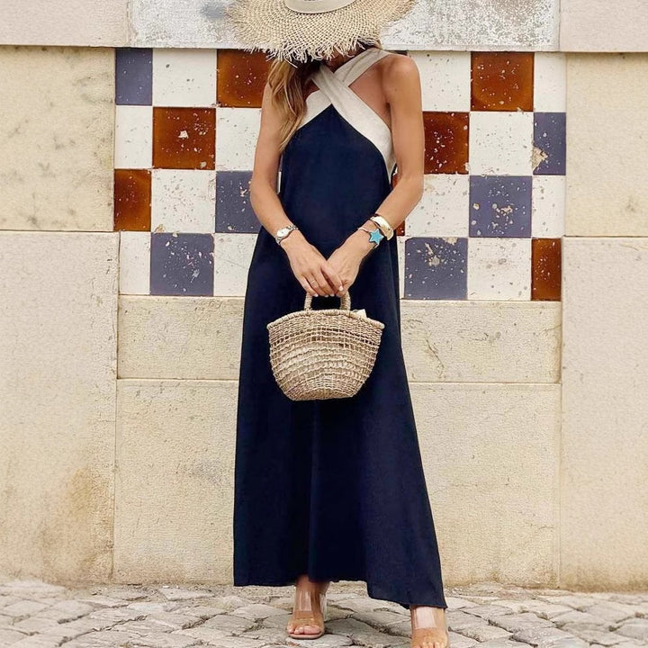 Damen nan luftiges Kaftankleid mit überkreuztem Trägerdetail, Brustpasse und weitem Fall Echo Archiv