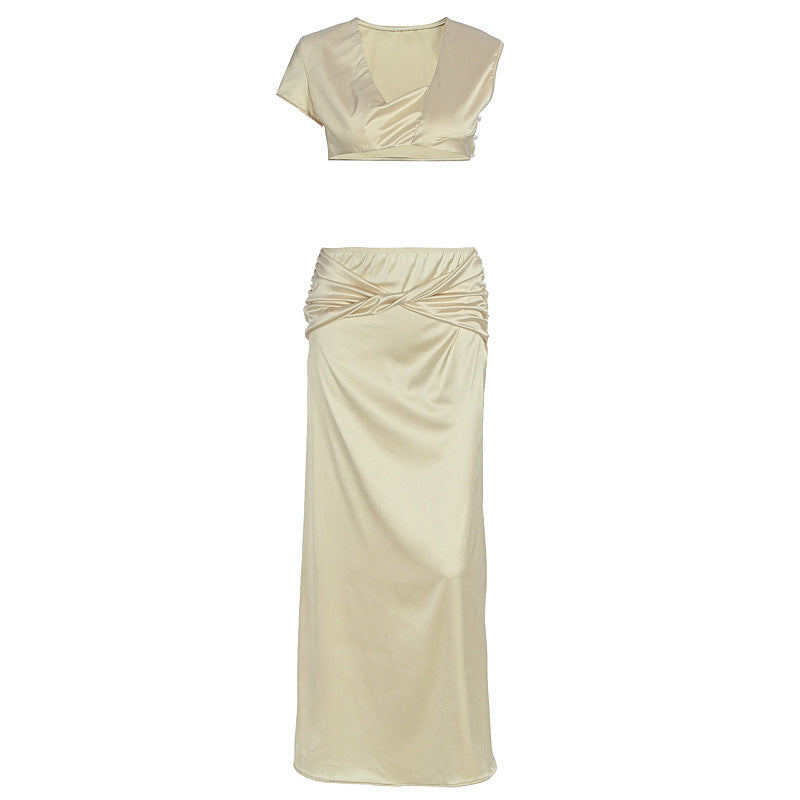 Damen Raffiniertes Crop Top und Maxi Rock Set Echo Archiv