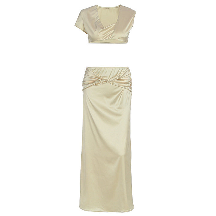 Damen Raffiniertes Crop Top und Maxi Rock Set Echo Archiv