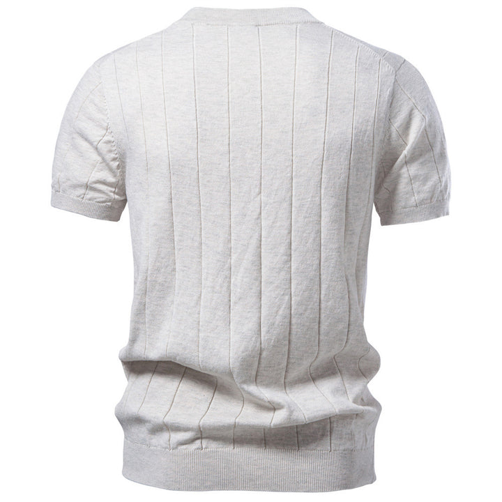 Herren nan leichter Kurzarm-Strickpullover mit feiner Rippenstruktur und Rundhalsausschnitt Echo Archiv