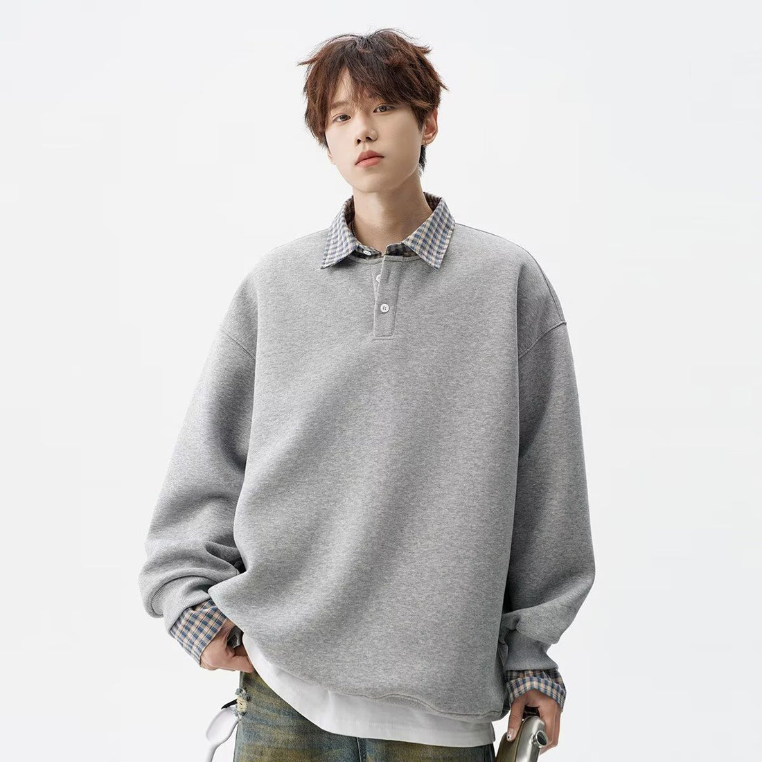 Herren Oversized Sweatshirt mit Kragen Echoarchiv