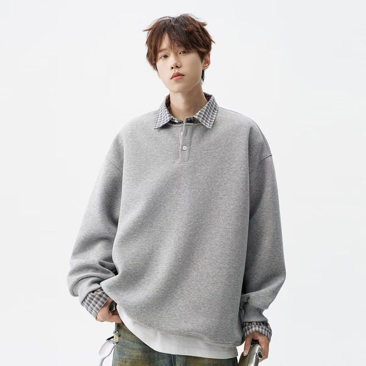 Herren Oversized Sweatshirt mit Kragen Echoarchiv