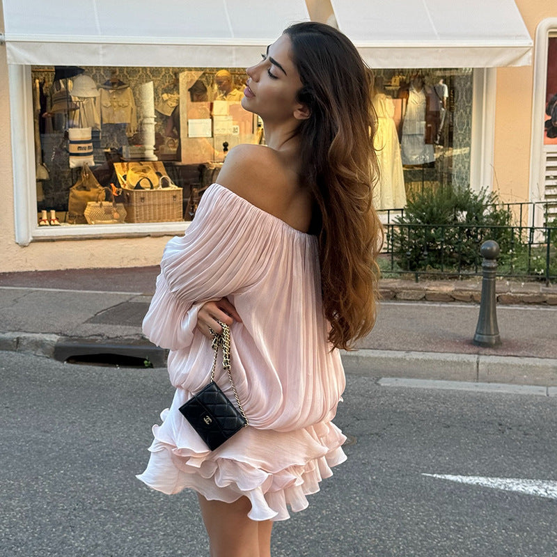 Damen luftiges Off-Shoulder Kleid mit Rüschenschnitt Echo Archiv