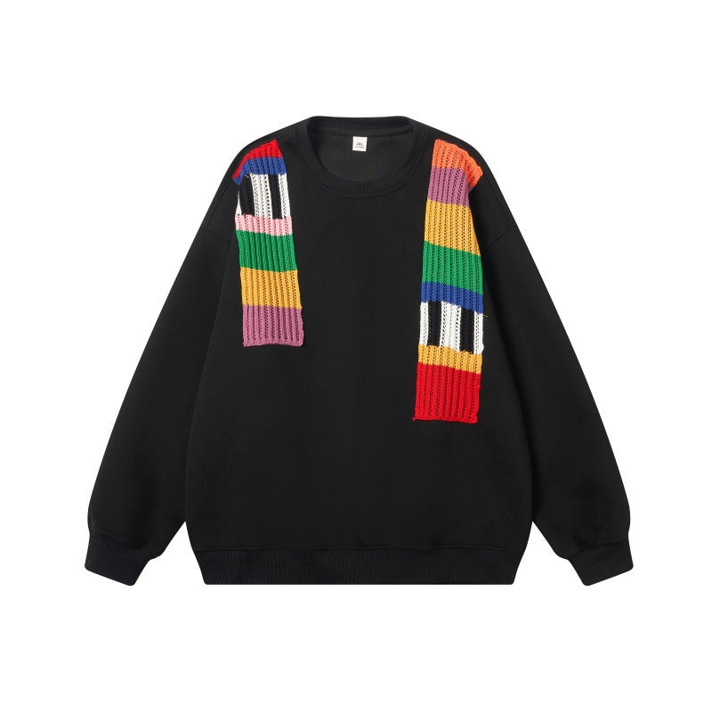 Unisex Oversize-Sweatshirt mit Strickapplikationen und Rundhalsausschnitt Echoarchiv
